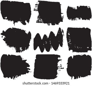 Grunge vector brush. Abstract black spots on a white background. Templates for the destruction of text and print. Isolated lines