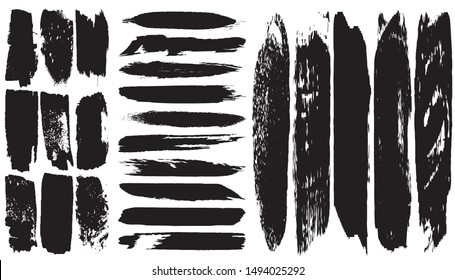 Grunge vector brush. Abstract black spots on a white background. Templates for the destruction of text and print. Isolated lines