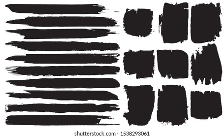 Grunge vector brush. Abstract black spots on a white background. Templates for the destruction of text and print. Isolated lines