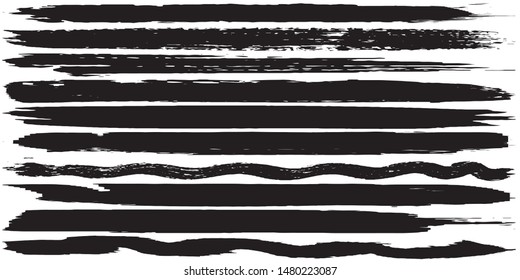 Grunge vector brush. Abstract lines. Smears of dry ink. Black spots on a white background