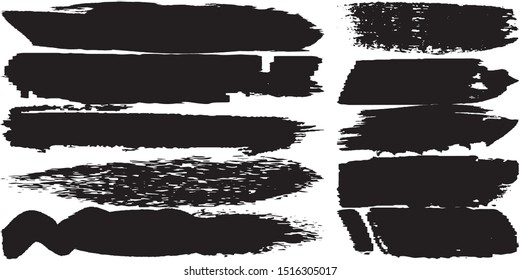 Grunge vector brush. Abstract lines. Smears of dry ink. Black spots on a white background