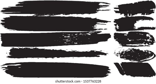 Grunge vector brush. Abstract lines. Smears of dry ink. Black spots on a white background
