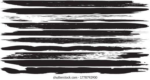 Grunge Vektorbürste. Abstrakte Linien. Schwarze trockene Tinte. Schwarze Flecken auf weißem Hintergrund