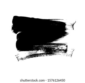 Grunge vector brush stroke isolated on white background. Hand drawn black paint. Dry brush stroke, distress textured design element, vector line or texture. Box shape with place for text.