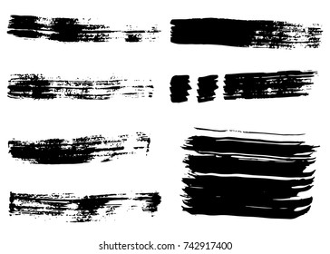 Grunge vector brush strokes. Paint stripes collection.