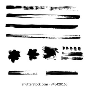 Grunge vector brush strokes. Paint stripes and backgrounds
