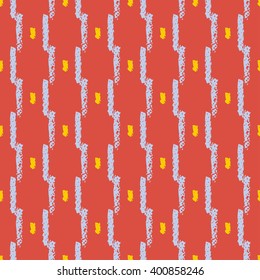 Grunge Vector Brush Strokes Striped Seamless Pattern. Vibrant geometric lines background. Hand drawn stripes pattern for print, textile design, fashion. Distress painted texture.