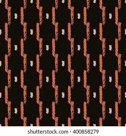 Grunge Vector Brush Strokes Striped Seamless Pattern. Vibrant geometric lines background. Hand drawn stripes pattern for print, textile design, fashion. Distress painted texture.