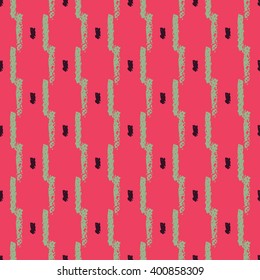 Grunge Vector Brush Strokes Striped Seamless Pattern. Vibrant geometric lines background. Hand drawn stripes pattern for print, textile design, fashion. Distress painted texture.