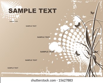 grunge vector with butterflies and half tone effects