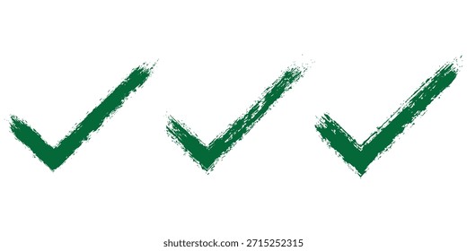 Vetor Grunge marca de seleção e cruz. Marca de seleção verde grunge e ícone de marca de cruz vermelha definido. pincele o sinal correto ou incorreto com círculo.