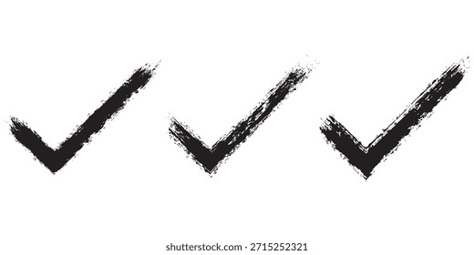 Grunge vector checkmark and cross. Grunge green check mark and red cross mark icon set. brush correct or incorrect sign with circle.