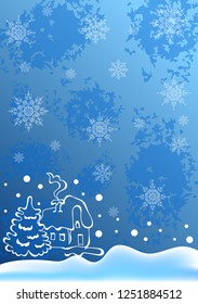 Grunge vector Christmas background with snowflakes.