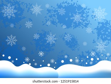 Grunge vector Christmas or New Year background with snowflakes.