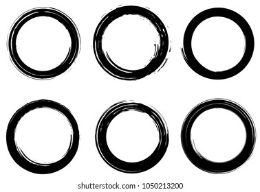 Grunge vector circles. Brush strokes set