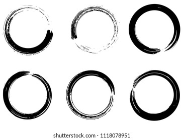 Grunge vector circles. Brush strokes set