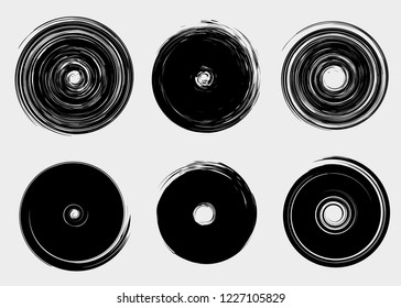 Grunge vector circles. Brush strokes set