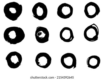 Grunge vector circles. Brush strokes set.