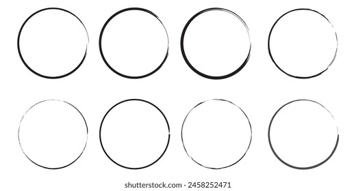 Grunge vector circles. Brush strokes set.