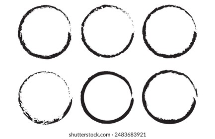 Grunge vector circles. Brush strokes set.