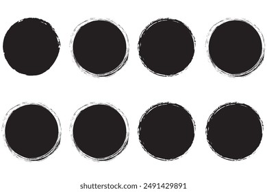 Círculos de Vector grunge. Conjunto de pinceladas.