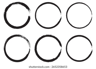 Grunge vector circles. Brush strokes set.