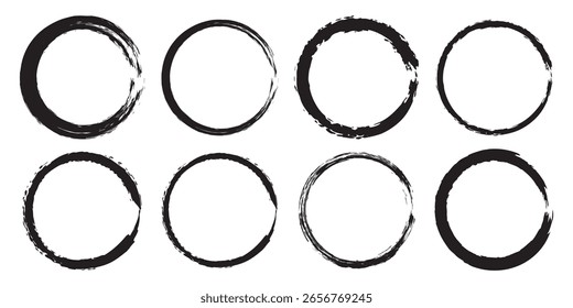 Círculos del Vector Grunge. Juego de pinceladas.
