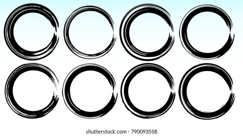 Grunge vector circles. Brush strokes set.