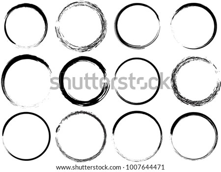 Grunge vector circles. Brush strokes set.
