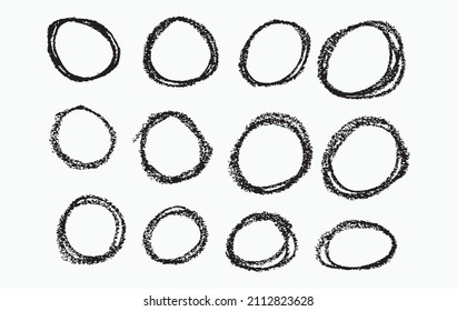 Grunge vector circles. Set of brush strokes.