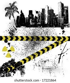 Grunge vector city set