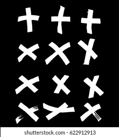 Grunge vector crosses. Hand drawn set on chalkboard.