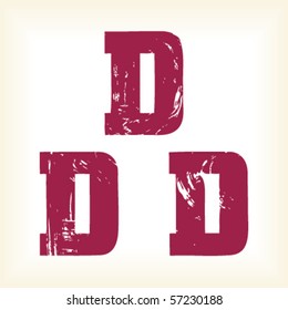 Grunge vector D letter - vector type alphabet - egyptian serif font