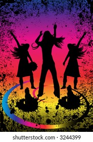 grunge vector design of people dancing at a party