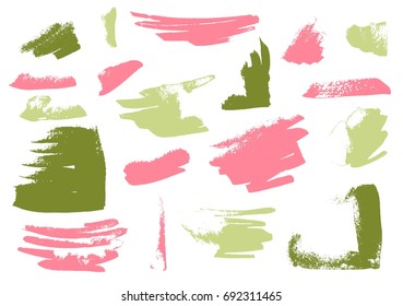 Grunge Vector Distressed Black Modern Textured Dry Brush Stroke. set