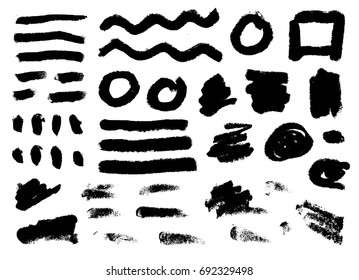 Grunge Vector Distressed Black Modern Textured Dry Brush Stroke set
