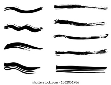 Grunge vector dry brush strokes, vector, isolated, hand drawn.