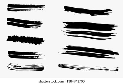 Grunge vector dry brush strokes, vector, isolated, hand drawn.
