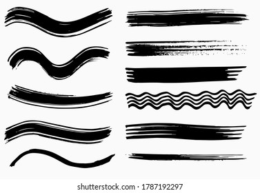 Grunge vector dry brush strokes, vector, isolated, hand drawn.