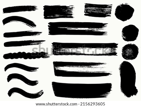 Grunge vector dry brush strokes, vector, isolated, hand drawn.