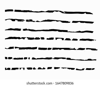 Grunge vector dry marker strokes set. Isolated on white background. Hand drawn collection of elements for design