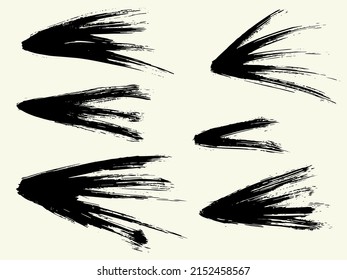 Grunge los trazos de pincel de pintura seca vectorial. Colección aislada, dibujada a mano