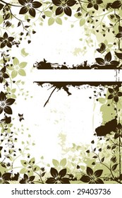 Grunge vector flower background with butterfly and copy-space