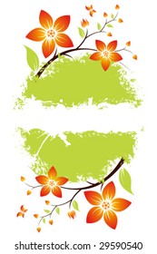 Grunge vector flower background with butterfly and copy-space