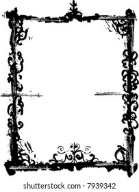 Grunge vector frame series with ornamental details.