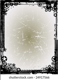 Grunge vector frame with stars