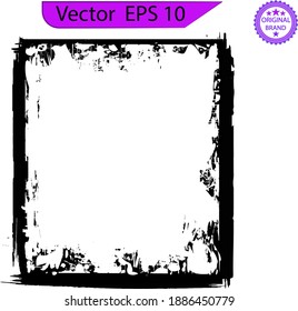 Grunge Vector Frames. Grunge Backgrounds. Vintage Design Elements. Ink brush stroke border, artistic brush blots and black paint frame design isolated elements set. Pack of messy paintbrush frames.