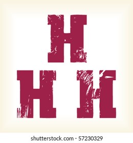 Grunge vector H letter - vector type alphabet - egyptian serif font