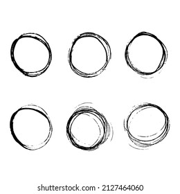 Grunge vector hand drawn collection pencil circles ink round shapes