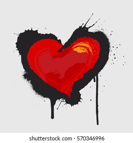 Grunge Vector Heart Love background. Heart sign. Love symbol. Vector Icon Illustration.